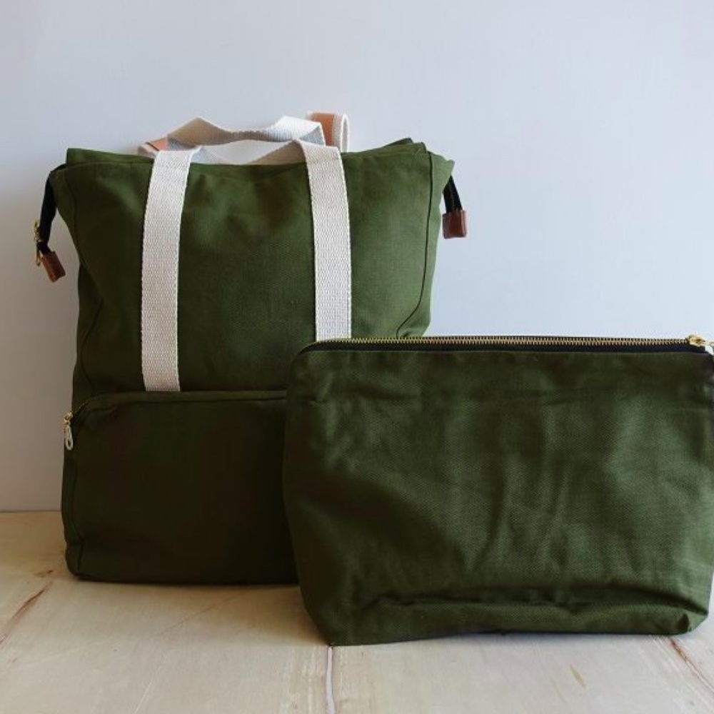 Plystre Knitter's Backpack plus pouch Khaki (Olive) NWT